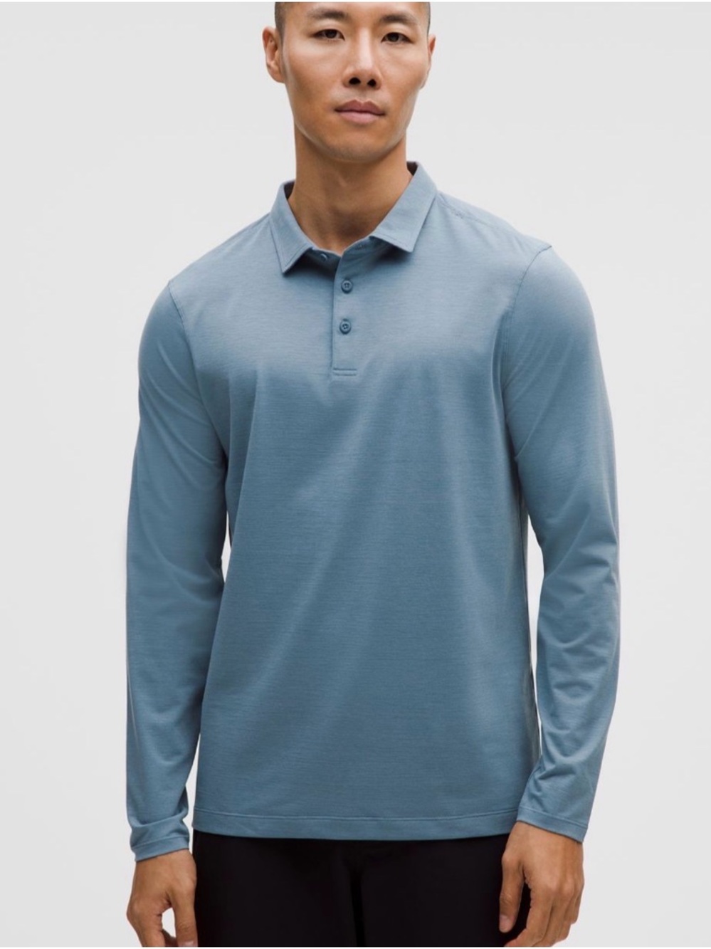 Lululemon Evolution Polo Shirt Pique long Sleeve Pullover Athletic steel blue